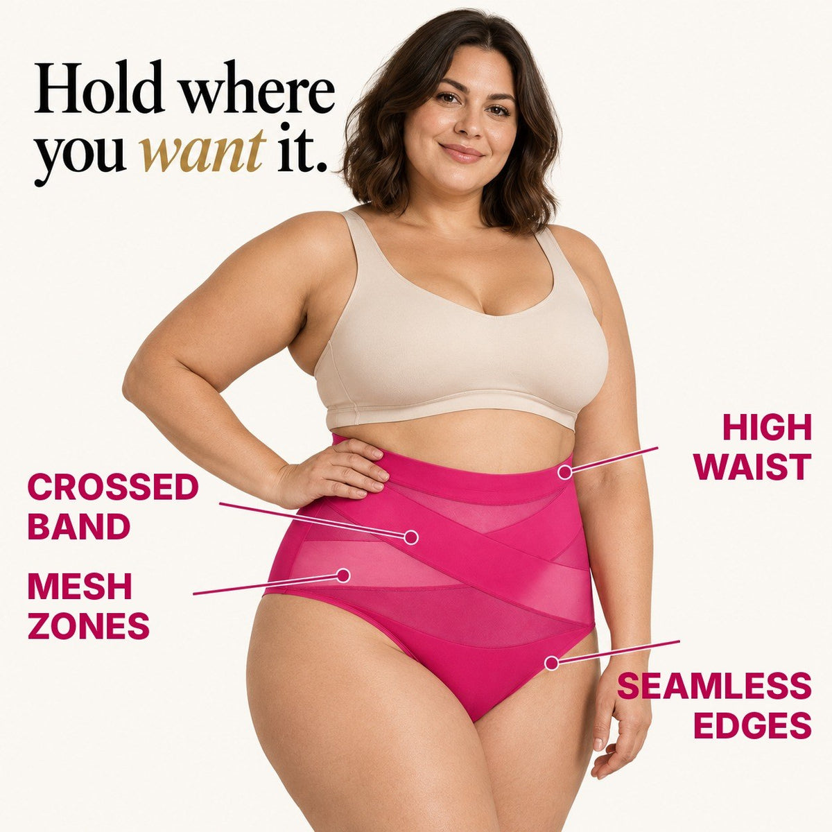 CoreWrap : bande croisée, taille haute, zones mesh, bords sans couture