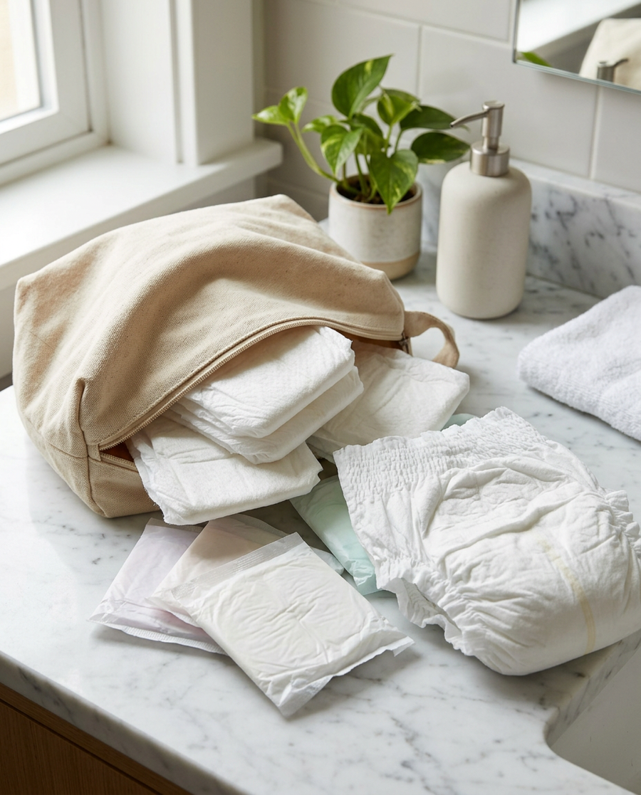 Serviettes, protège-slips et changes adultes