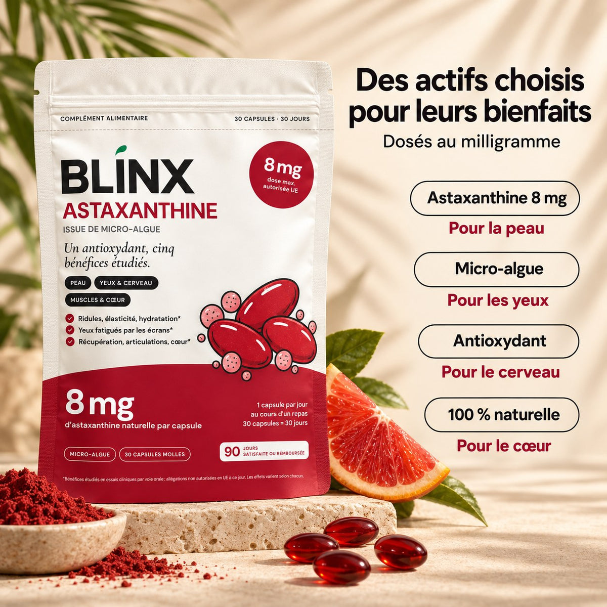 Blinx Astaxanthine : les actifs dosés