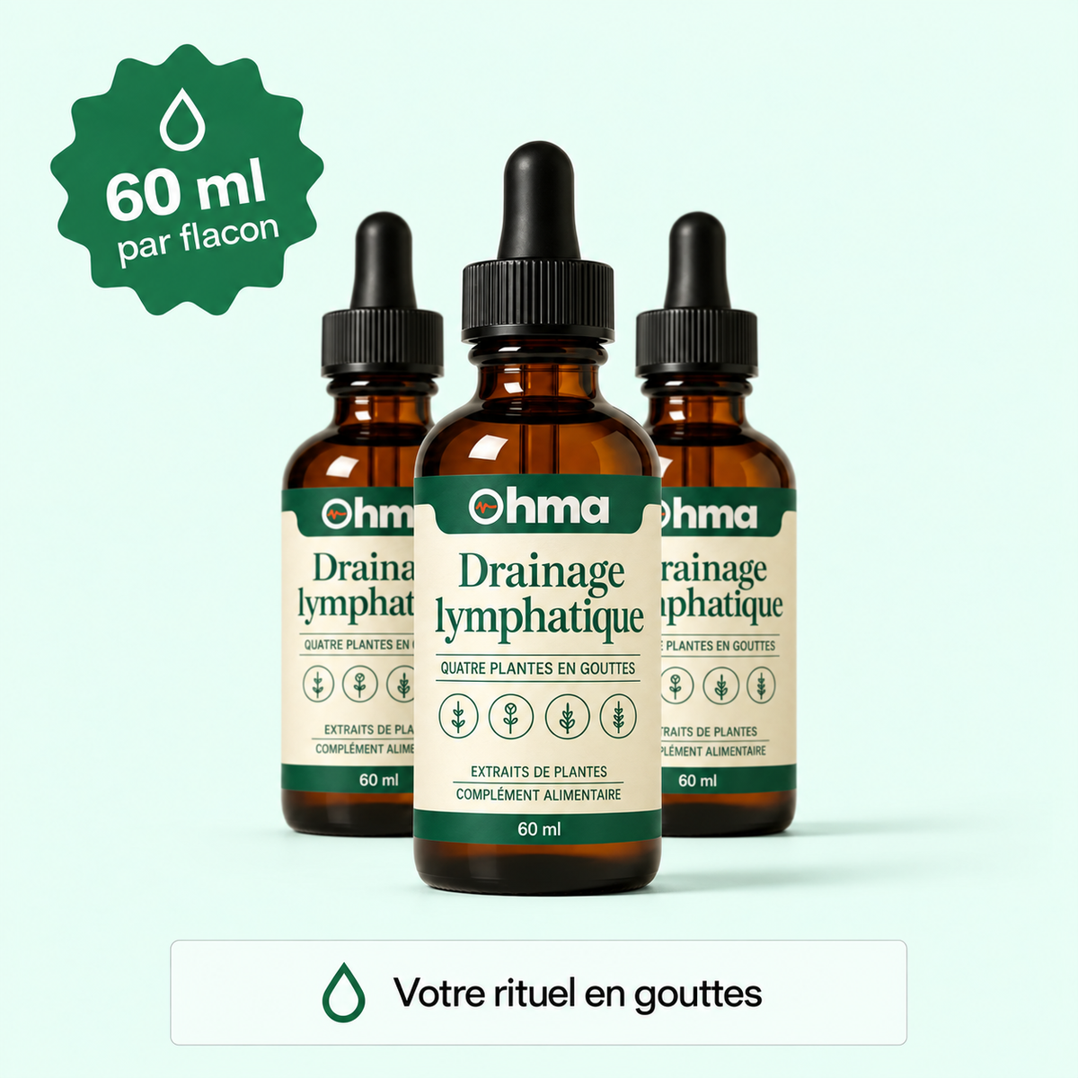 Trois flacons Blinx Drainage lymphatique de 60 ml