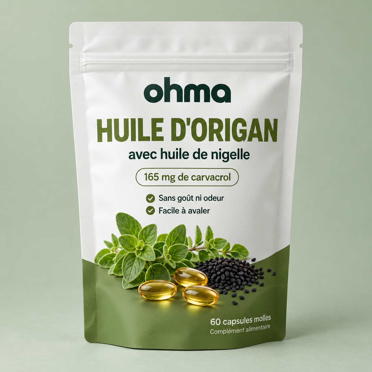 Sachet Blinx Huile d'origan, 60 capsules molles